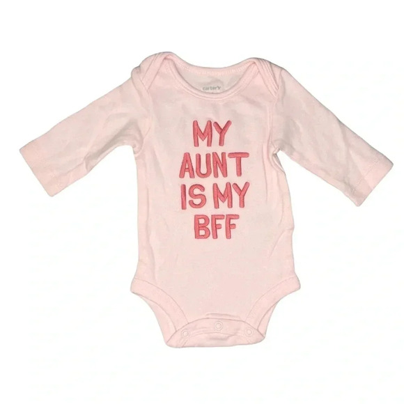 Set for 3  | Carter’s “My Aunt is My BFF” onesie & Striped Romper| Newborn - Picture 7 of 10